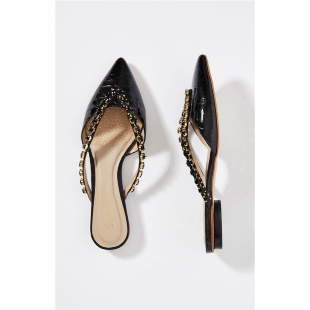 NEW IN BOX ANTHROPOLOGIE GUILHERMINA Black Snakeskin Embellished Sandals